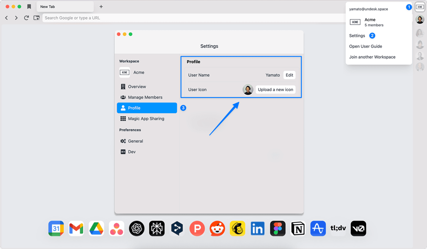 Setting user profile in Tabl
